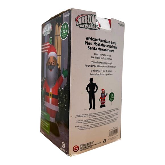 Gemmy Airblown Inflatable African-American Santa 4' - Picture 5 of 9